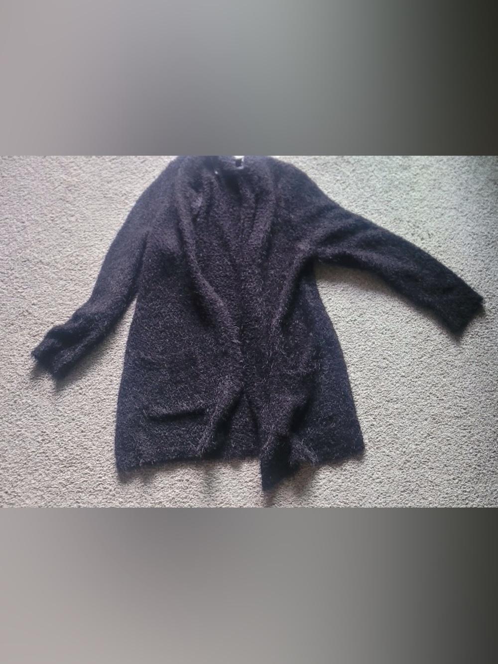 Rare Black fuzzy Open-Front Women's Cardigan Sweater - Picture 8 of 11
